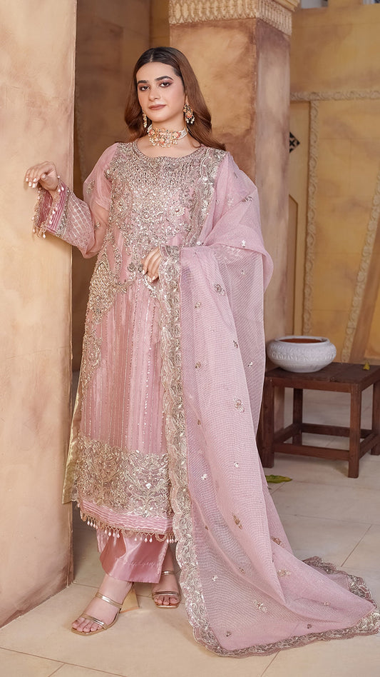 Auraganza Khaddi Dupatta Ensemble with Nakshi and Crystal Jewelry Work