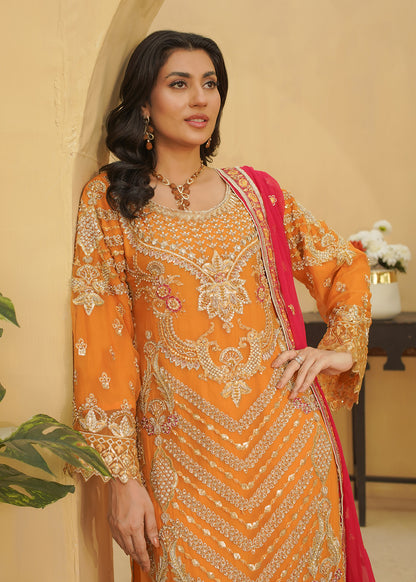 3 Piece Mustard Orange with Hot Pink Dupatta