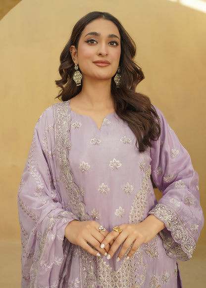 3 Piece Lavender Lilac Embroidered Dress