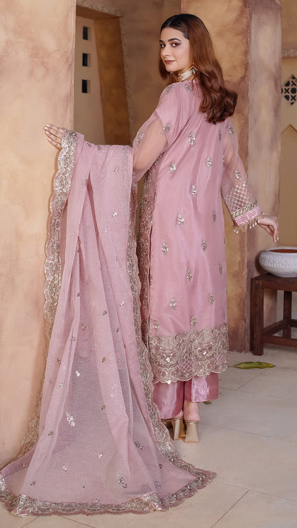 Auraganza Khaddi Dupatta Ensemble with Nakshi and Crystal Jewelry Work